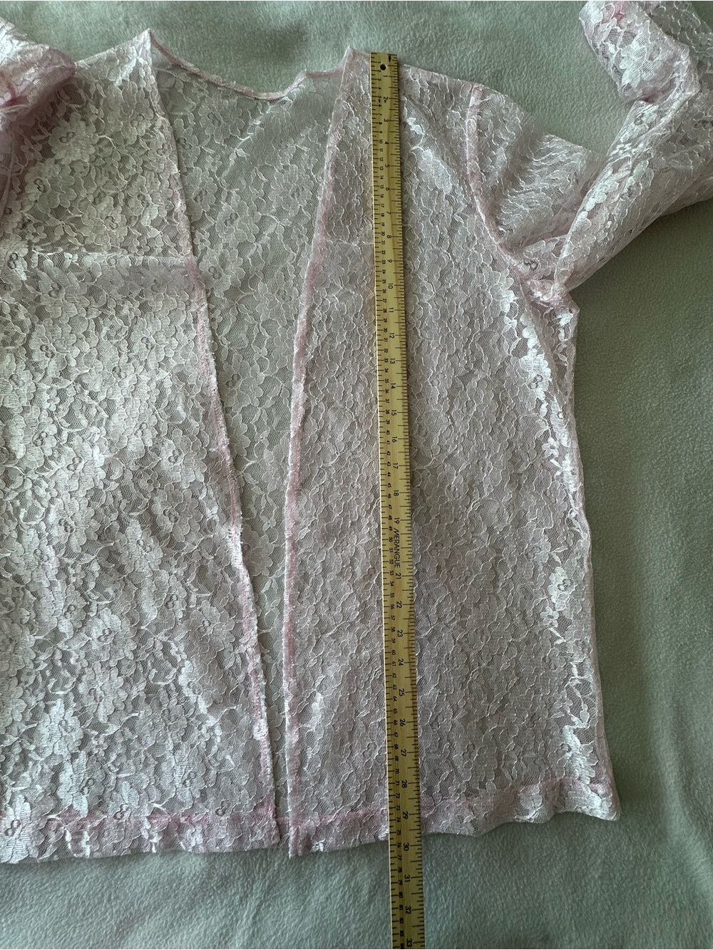 Pink Sheer Lace Kimono Cardigan Coquette Cottagecore Ethereal Open Front Duster - Picture 8 of 8